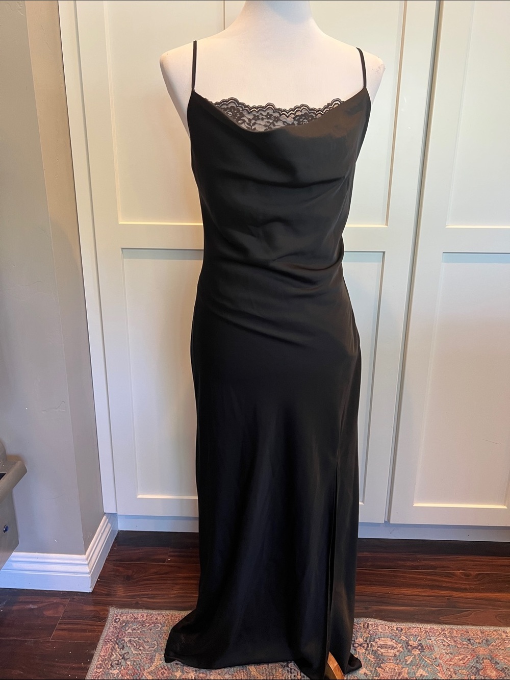 Forever 21 Black Slip Dress with Lace Trim Size S